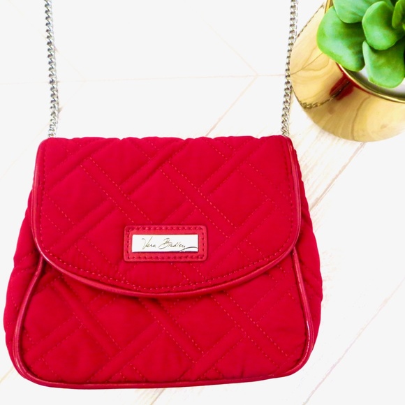 Vera Bradley Handbags - Vera Bradley Small Red Quilted Fabric Cross Body